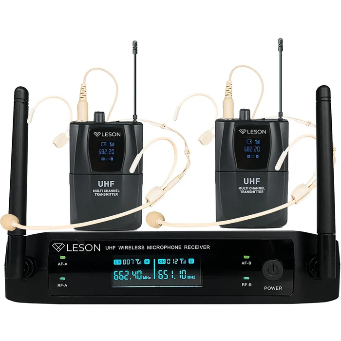 Sistema de Microfone Duplo Sem Fio Leson LS962 Bege (big)