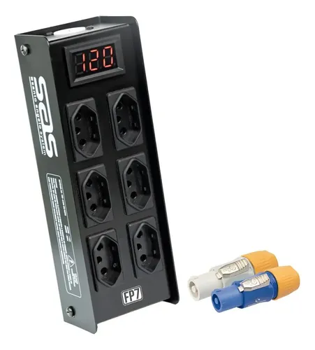 Regua Com Filtro De Proteção Dps Com 6 Tomadas E Uma Saída Power Mod Fp7 Preto (big)