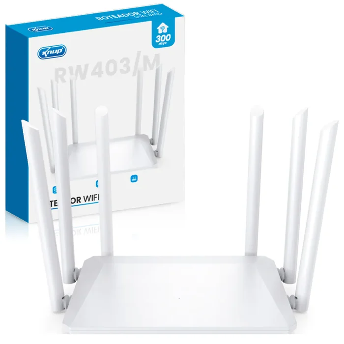 Roteador Wi-Fi Branco 6 Ant. 300Mbps 2,4Ghz Kp-Rw403M Knup
