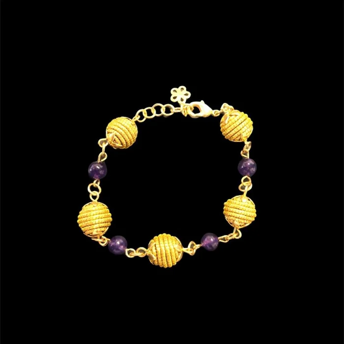 Pulseira de Capim Dourado com Ametista (0)
