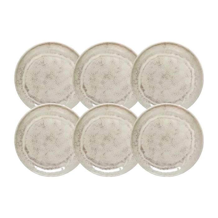 Conjunto 6 Pratos De Sobremesa Melamina Aqua Cinza 21cm (big)