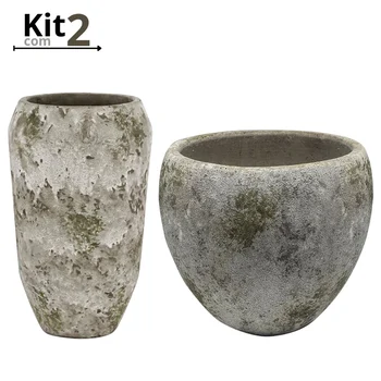 Kit 2 Vaso em Cimento Acre 20x12cm (normal)