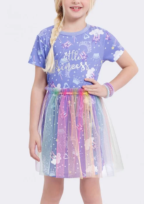 Veggi Camisola Manga Curta com Saia de Tule e Brilhos Princesa (0)