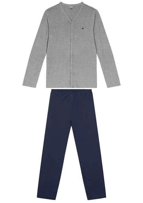 Malwee Pijama Longo Masculino de Botão Meia Malha (0)