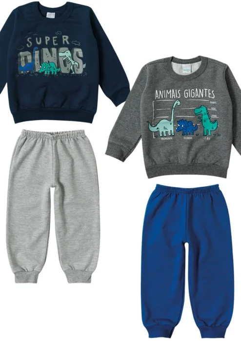 Malwee Conjunto Super Dinossauros Moletom Flanelado Toddler (0)