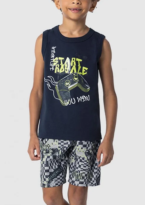 Malwee Conjunto Infantil Bermuda Estampada em Microfibra (0)