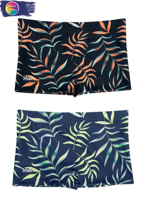 Mash Sunga Boxer Estampa Folhagem Infantil (0)