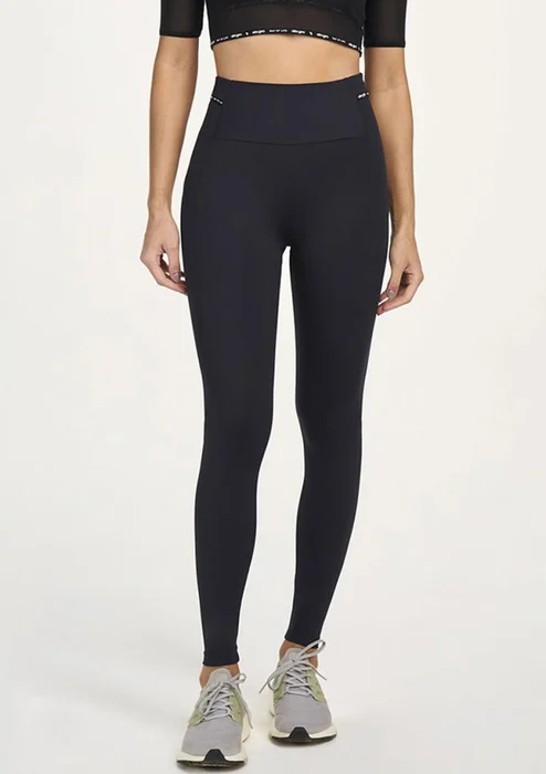 Alto Giro Legging Bolsos Laterais Com Lapela Preto (0)