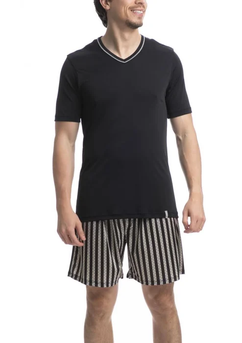 Daniela Tombini Pijama Masculino Curto Clóvis Microfibra Preto (0)