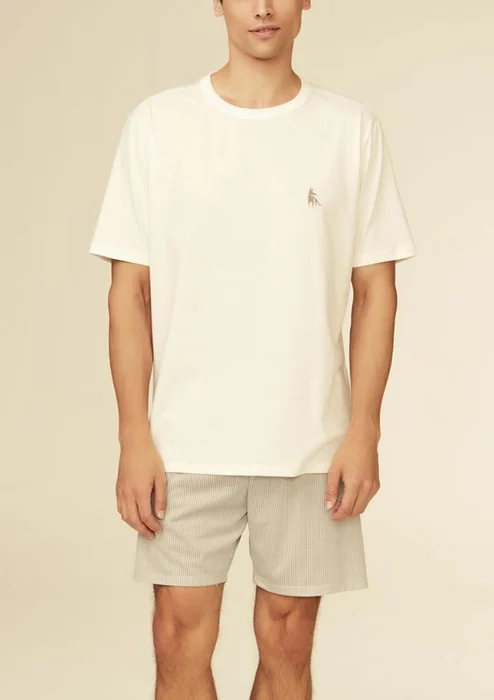 Lua Cheia Masculino Algodão Blusa Palha Short Listrado (0)