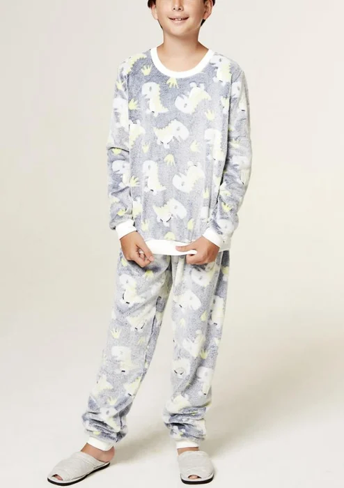 Lua Cheia Pijama Infantil Dinossauro Fleece Estampado (0)