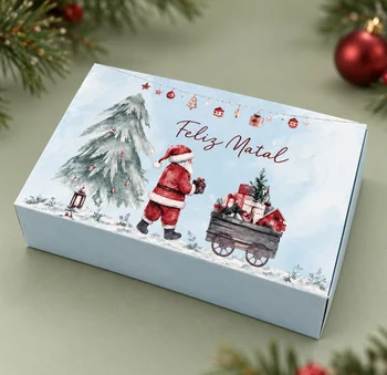 Caixa de Natal azul-clara com Papai Noel-3
