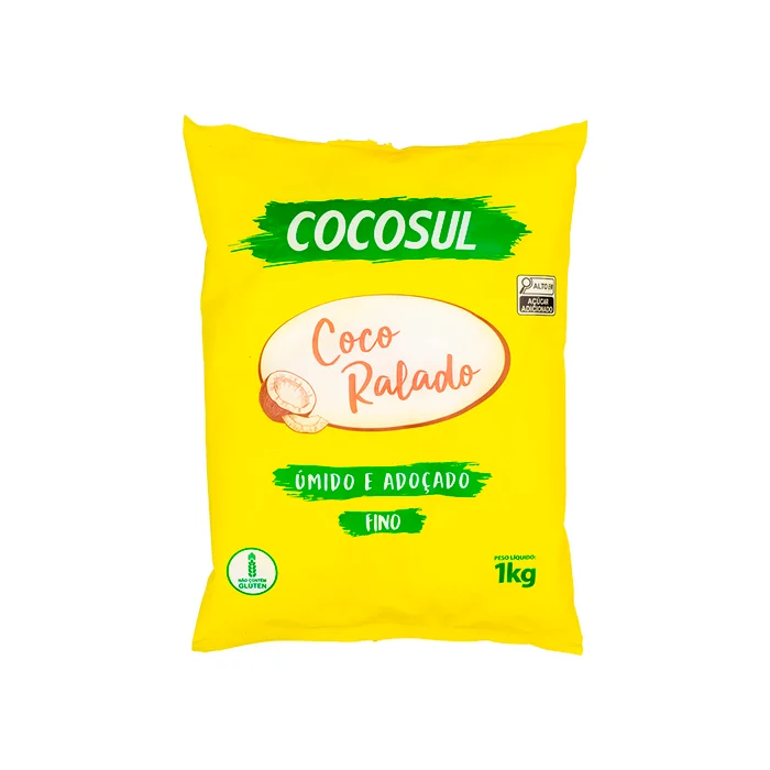 Coco Ralado Fino Nacional Úmido Adoçado 1Kg Cocosul