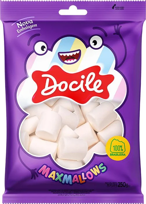 Marshmallow Maxmallows Tubo Branco Baunilha 250G Docile