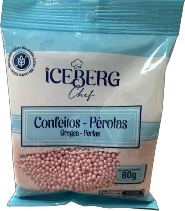 Confeito Miçanga Rosa 80G Iceberg