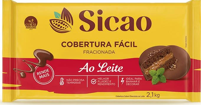 Chocolate Cobertura ao Leite Facil em Barra 2,1Kg Sicao
