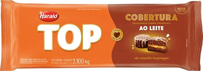 Chocolate Cobertura ao Leite Top em Barra 2.1Kg Harald