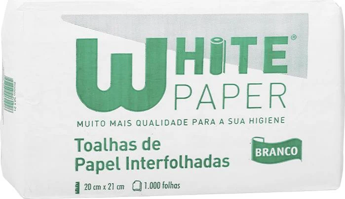 Papel Interfolhas Branco 1000 Uni 20X21 White Paper