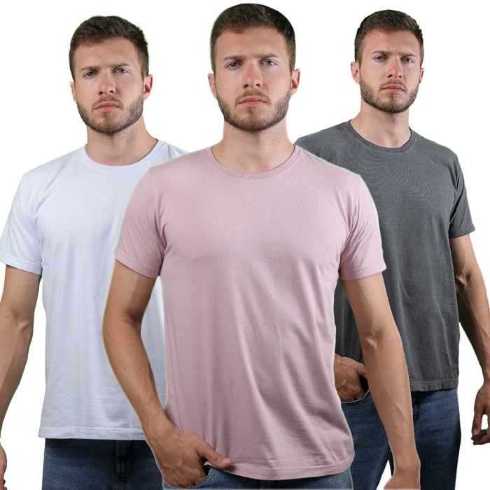Kit 3 Camisetas Básicas Masculina 100% Algodão 30.1 (big)